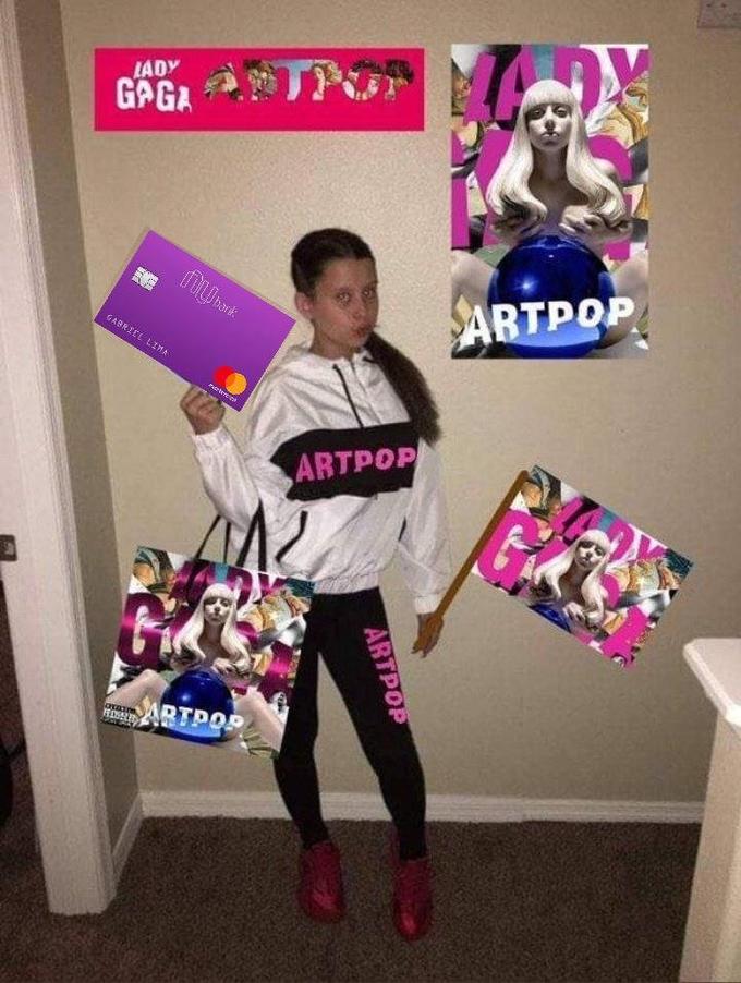 Bag Girl with Lady Gaga Artpop Merchandise